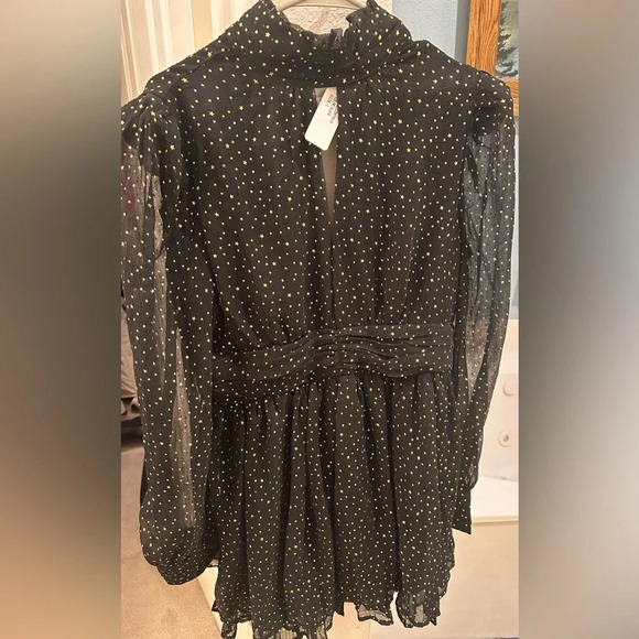 INA Glimmering Skies Black And Gold Print Dress - Picture 2 of 10